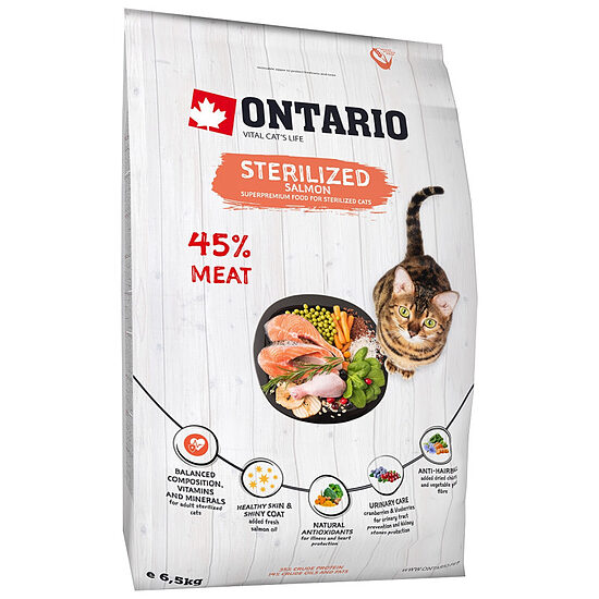 Sausā barība kaķiem - Ontario Cat Sterilised Salmon