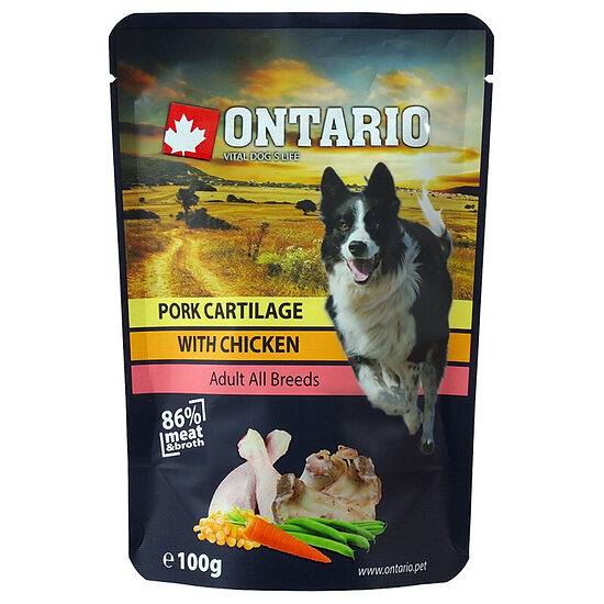 Консервы для собак — Ontario Dog Pork Cartilage with Chicken in Broth, 100 г