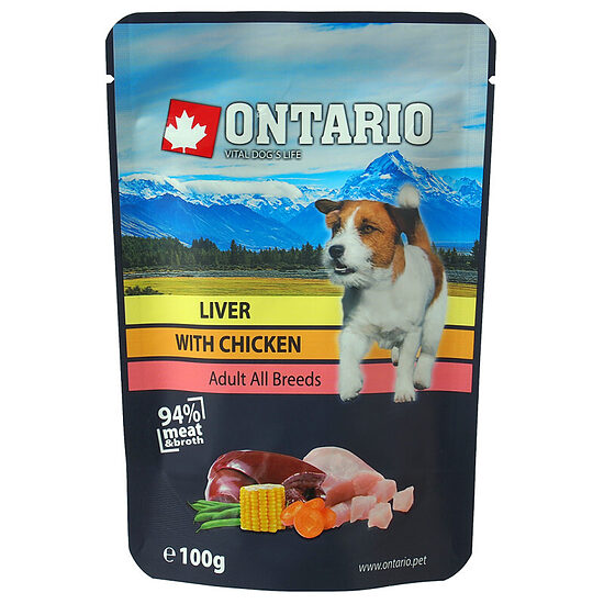 Консервы для собак — Ontario Dog Liver with Chicken in Broth, 100 г