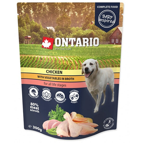 Консервы для собак — Ontario Dog Chicken with vegetables in broth, 300 г