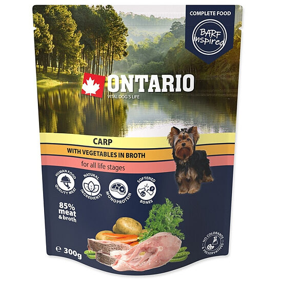 Консервы для собак: Ontario Dog Carp with vegetables in broth, 300 г
