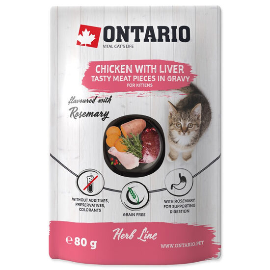 Ontario Herb Kitten Chicken with Liver, Sweet Potatoes, Rice and Rosemary, 80g - konservi kaķēniem
