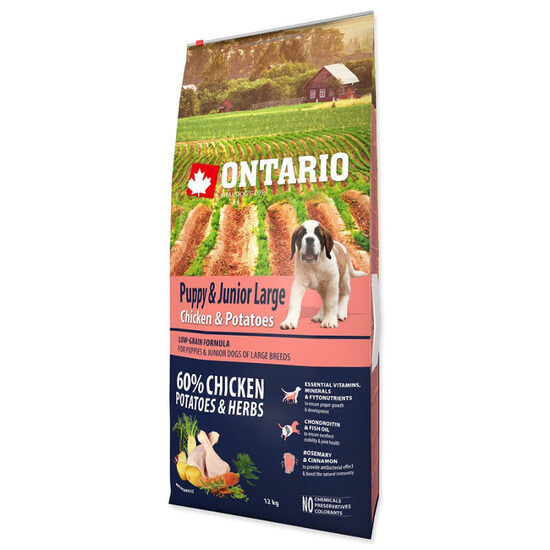 Ontario Puppy and Junior Large, Chicken and Potatoes, 12 kg