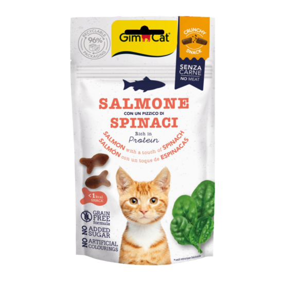 GimCat Crunchy Snacks Salmon & Spinach 50g (lasis n spināti)