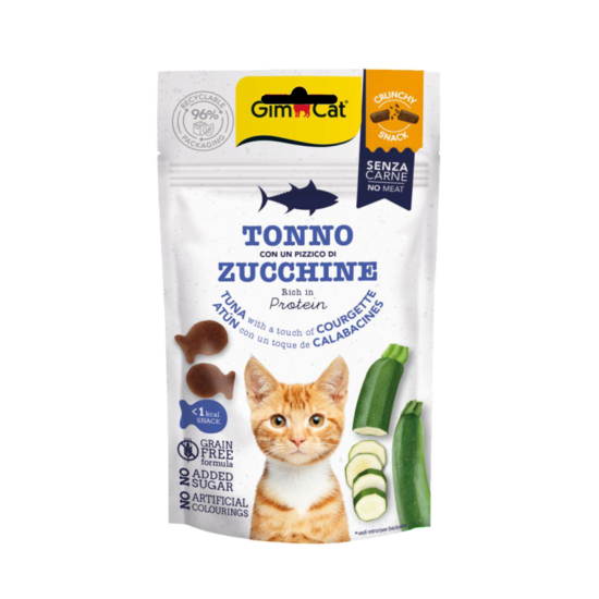 GimCat Crunchy Snacks Salmon Tuna & Courgette 50g (tuncis un kabači)
