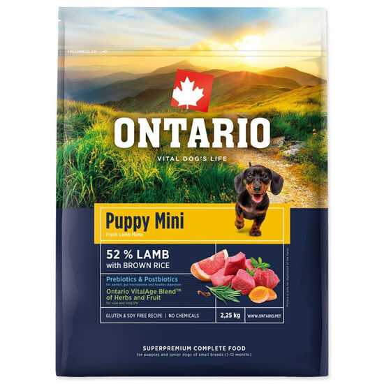 Ontario Puppy Mini, Lamb and Brown Rice 2.25 kg