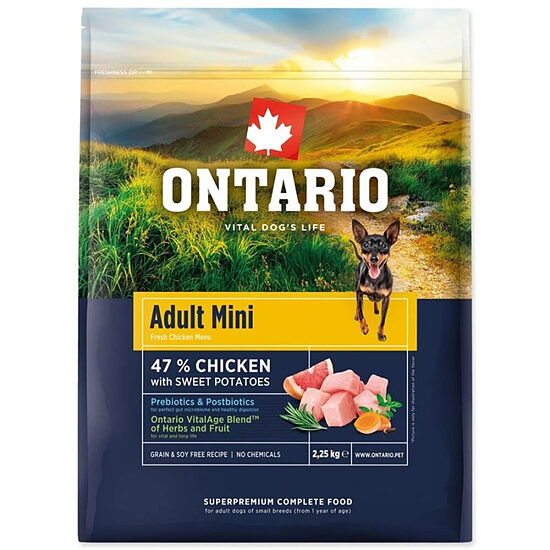 Sausa barība suņiem - Ontario Adult Mini Chicken & Sweet Potatoes 2,25kg