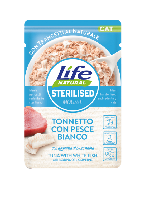 Life Cat Natural Sterilised Mousse with Tuna & White fish 70g