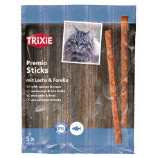 Gardumi kaķiem - Trixie Premio Quadro Sticks anti hairball, ar lasi un foreli, 5*5 g