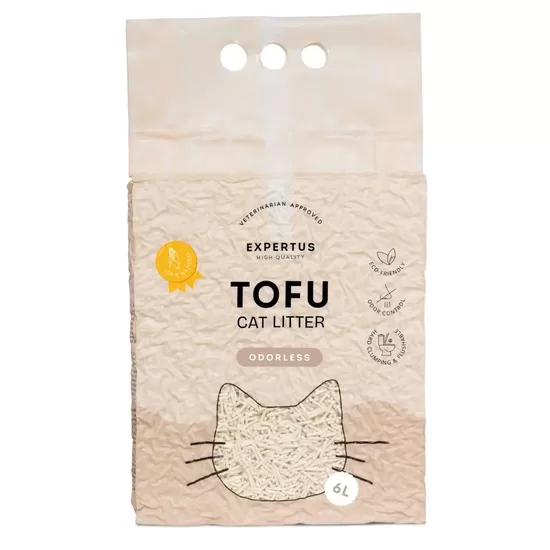 Expertus Tofu Наполнитель для кошачьего туалета 6 л (2,6 кг) без запаха