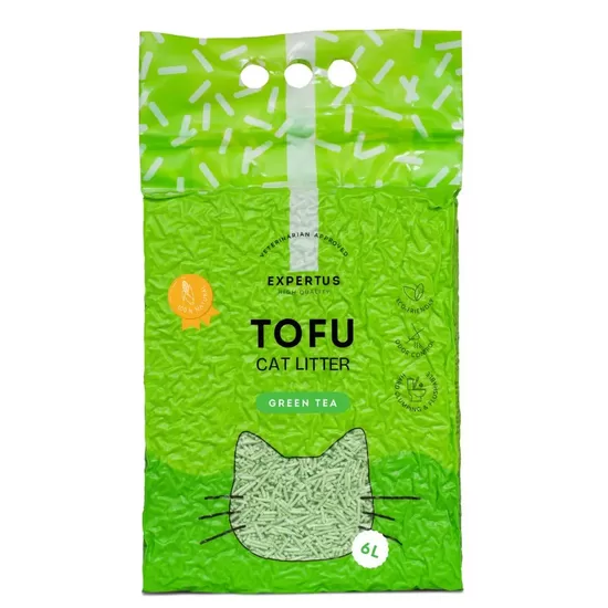 Expertus Tofu Наполнитель для кошачьего туалета с ароматом зеленого чая 6 л (2,6 кг)