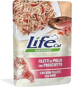 LIFE CAT NATURAL POUCH CHICKEN FILLETS WITH HAM 70G