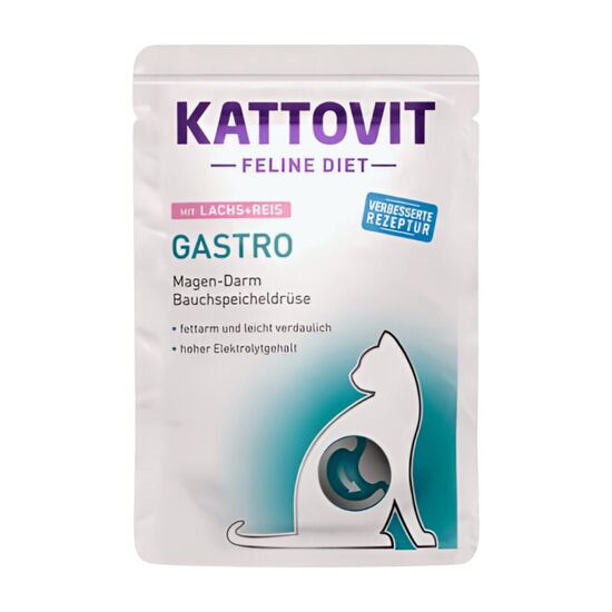 Kattovit Gastro Salmon & Rise kaķu konservi ar lasi un rīsiem 85g