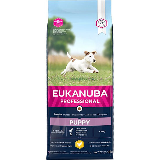 Сухой корм для щенков — Eukanuba Puppy & Junior Small Chicken, 18 кг  Код товара: 108655