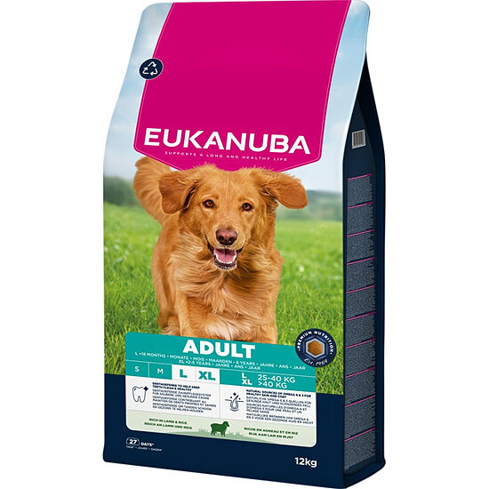 Сухой корм для собак — Eukanuba Adult Large Lamb and Rice, 12 кг  Код товара: 112956