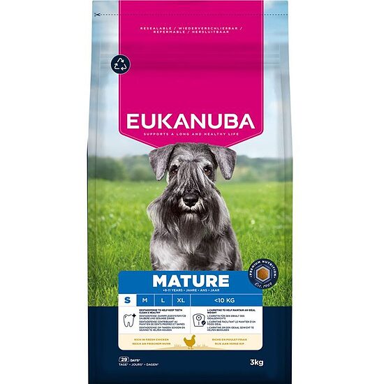 Сухой корм для собак — Eukanuba Mature and Senior, Small/Medium, Chicken, 3 кг   Код товара: 113096