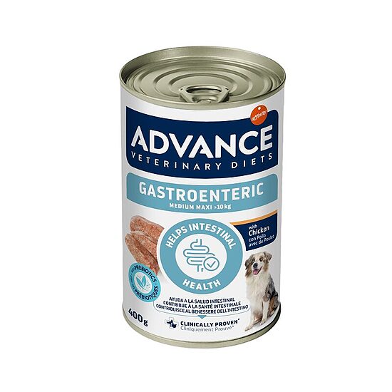 ADVANCE VETERINARY DIET DOG GASTROENTERIC MED/MAXI 400G - KONSERVI VIDĒJO UN LIELU ŠĶIRŅU SUŅIEM AR GREMOSANAS TRAUCĒJUMIEM