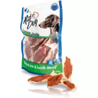 KIDDOG rabbit ear & lamb meat 250g -  truša ausis ar jēra gaļu