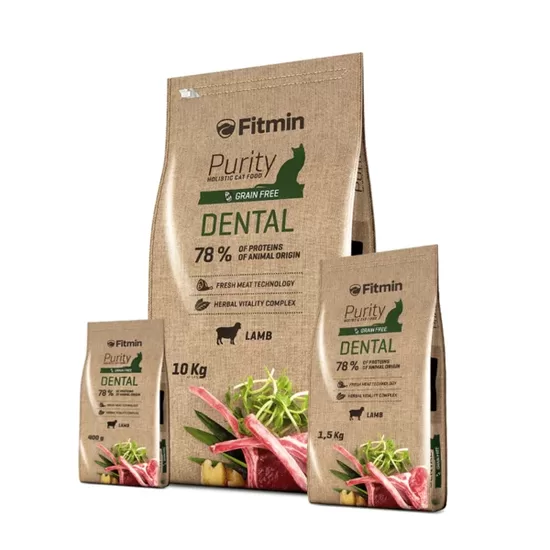 Fitmin Purity Dental 1,5kg (holistic) - sausā kaķu barība ar jēru un vistu mutes dobuma veselībai
