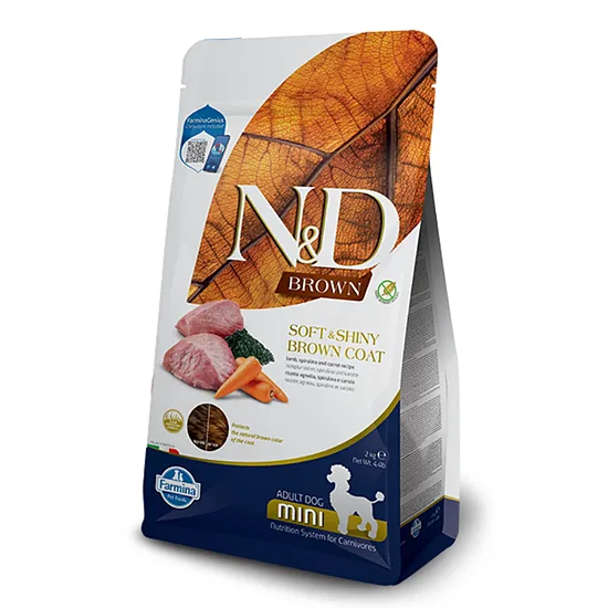 N&D DOG BROWN COAT SPIRULINA LAMB CARROT MINI 5kg