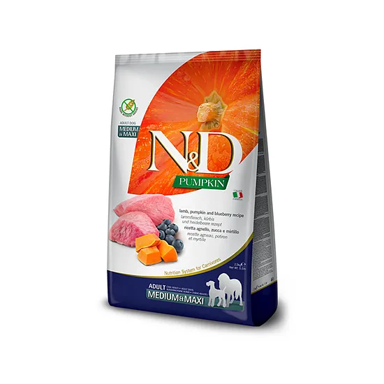 N&D DOG PUMPKIN LAMB BLUEBERRY ADULT MEDIUM MAXI  2.5 kg