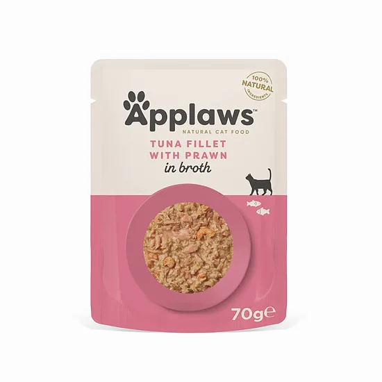 APPLAWS CAT POUCH БУЛЬОН С ТУНЦОМ и КРЕВЕТКАМИ 70г