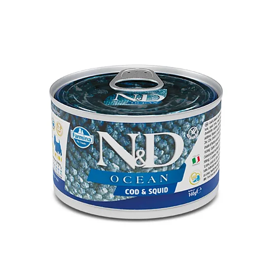 N&D DOG OCEAN CODFISH SQUID MINI 140G 