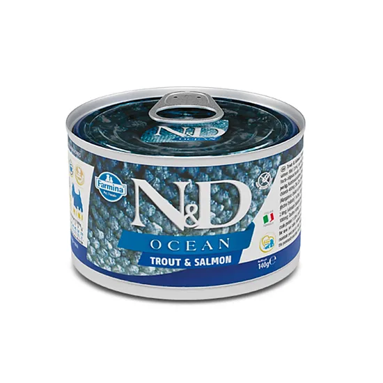 N&D DOG OCEAN TROUT SALMON MINI 140G 