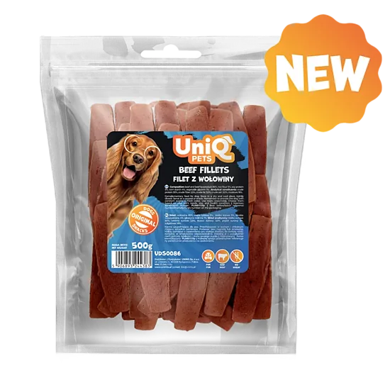 UNIQ PETS DOG SNACKS MEATY beef fillets - gardums suņiem, liellopa fileja 500gr