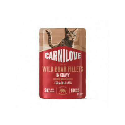 CARNILOVE Gravy, богатый мясом дикого кабана, обогащённый ромашкой, консервированный корм для кошек 85 г