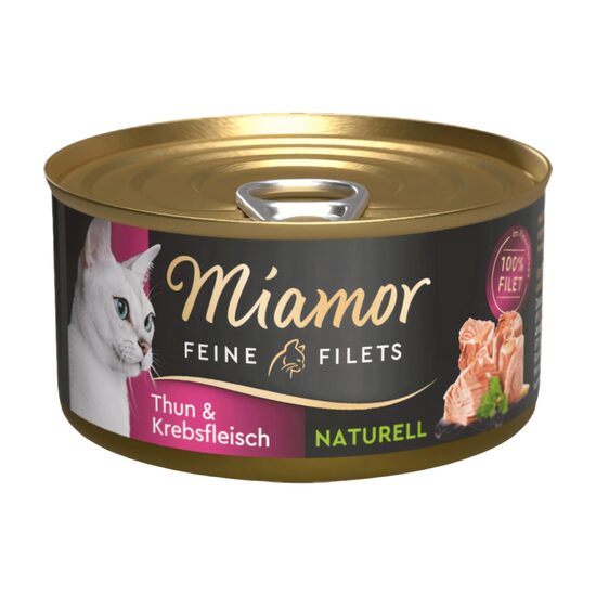 Miamor Feine Filets Naturelle Tuna&Crab / Tunča filejas gabaliņi ar krabju gaļu savā sulā , 80g- konservi pieaugušiem kaķiem. 