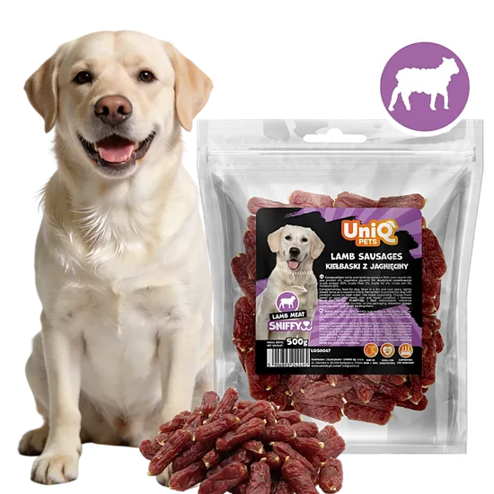 UNIQ PETS DOG SNACKS SNIFFY lamb sausages - gardums suņiem, jēra desiņas 500g