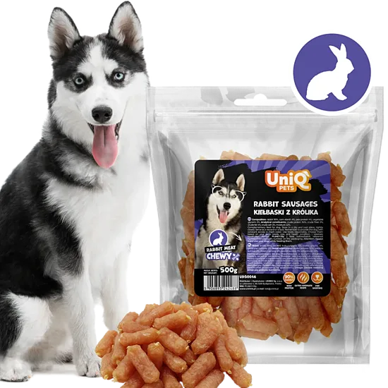 UNIQ PETS DOG SNACKS SNIFFY rabbit sausages - gardums suņiem, truša desiņas 500g