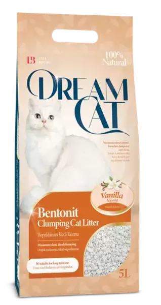Dream Cat Vanilla  10L - cementējošās  kaķu smiltis ar vaniļas smaržu 5L 