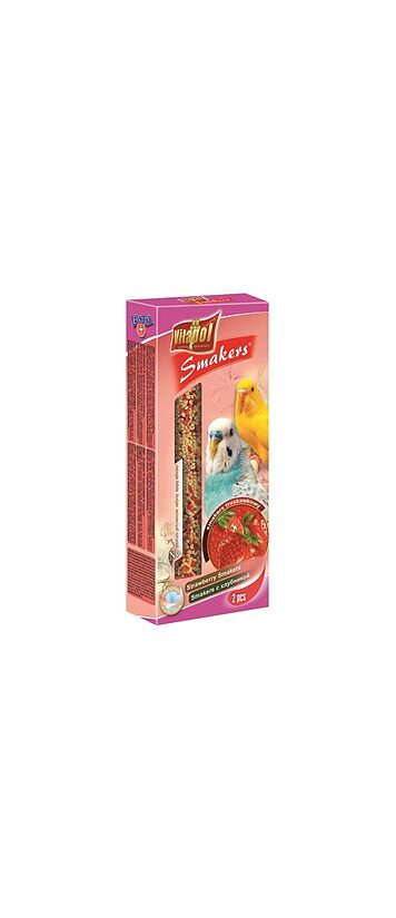 STANDARD Smakers strawberry for budgie 2pcs 90g - Vitapol nūjiņas ar zemenēm viļņainajiem papagaiļiem.