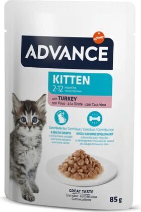 Advance Kitten Turkey 85gr - mitrā barība kaķēniem (2-12 mēneši), grūsnām un barojošām kaķenēm. Ar tītara gaļu
