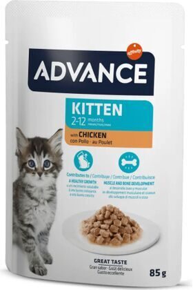 Advance Cat Kitten Chicken 85g - mitrā barība kaķēniem (2-12 mēneši), grūsnām un barojošām kaķenēm. Ar vistas gaļu. 