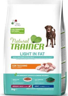 NATURAL TRAINER DOG LIGHT MEDIUM/MAXI TURKEY 3KG -  корм для поддержания здорового веса у взрослых собак больших и средних пород