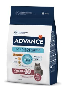 ADVANCE CAT STERILIZED SENIOR 10+, 10kg -  sausa barība sterilizētiem kaķiem no 10 gadu vecuma (ar vistas gaļu un miežiem)