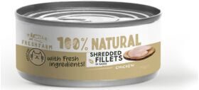 Fresh Farm CAT Shredded fillets in sauce with chicken 70 g - barība kaķiem, plucināta vistu fileja gardā buljonā