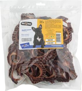 HAU & MIAU beef rings with trachea 500g - papildbarība pieaugušiem suņiem, jēra gaļas riņķu ar traheju