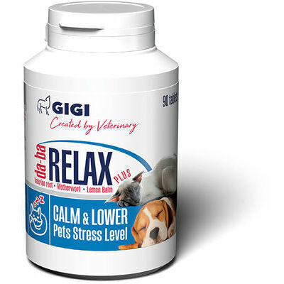 GiGi da-ba Relax Plus 90 tab. - Papildbarība suņiem un kaķiem ar nomierinošu, pretstresa iedarbību, uzvedības stabilizēšanai un koriģēšanai