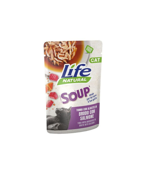 Life Cat Natural Tuna Soup with Anchovies in broth with Salmon 60g