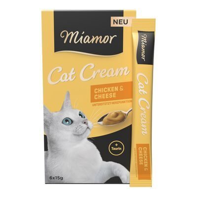 Miamor Cat Cream Chicken & Cheese 6*15g - krēmveida gardums kaķiem ar taurīnu