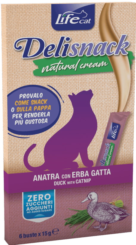 Life Cat Deli Natural Cream ar pīli un kaķumētru 6*15g