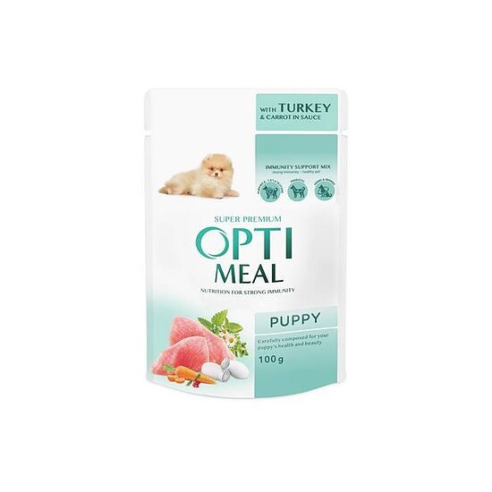 OPTIMEAL™ Полнорационная консерва для щенков с индейкой и морковью в соусе, 100 г.