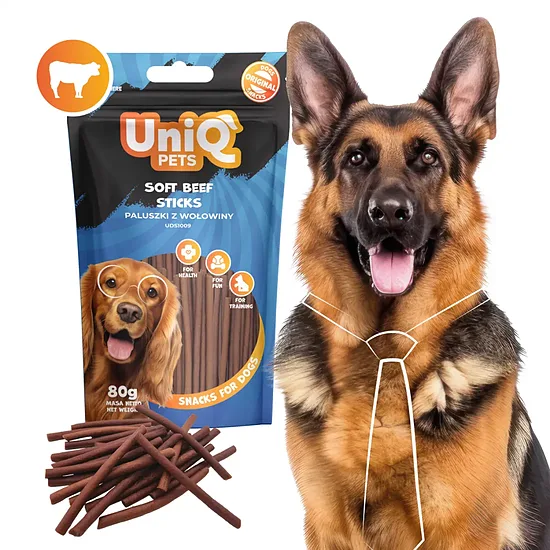 UNIQ PETS dog snacks soft beef sticks - gardums suņiem ar liellopu gaļu 80g