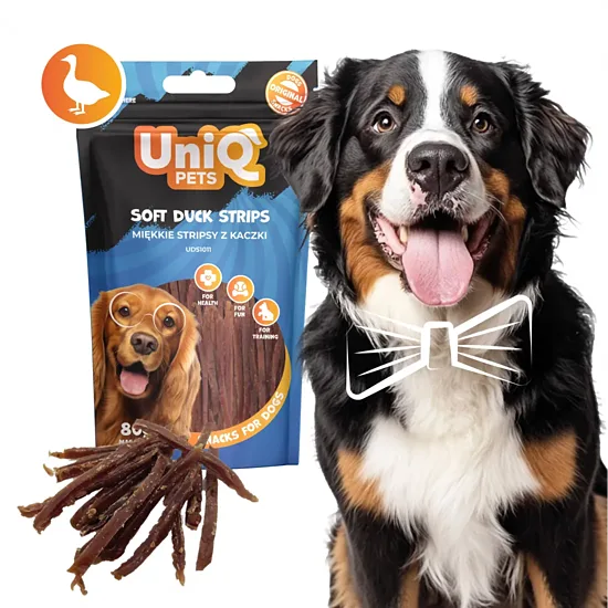 UNIQ PETS dog snacks soft duck strips - gardums suņiem mīkstas pīles strēmeles 80g