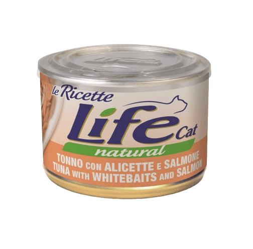 LIFE CAT Natural Tuna with Witebaits and Salmon, 150g - konservi kaķiem ar tunci, anšoviem un lasi