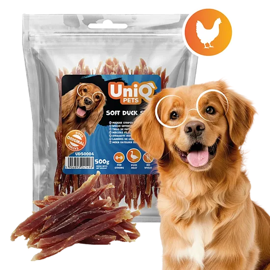 UNIQ PETS dog snacks soft duck strips - gardums suņiem mīkstas pīles strēmelītes 500g